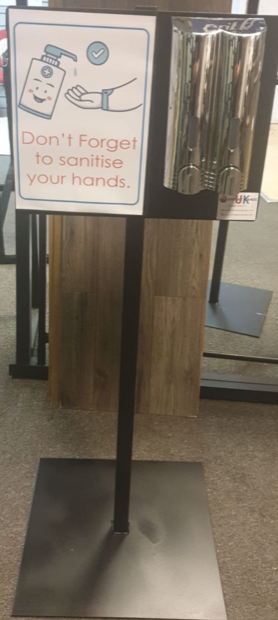 CHILDREN'S HAND SANITISER FREE STANDING STAND WITH DISPENSER & SIGN