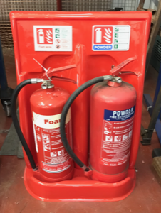 DOUBLE FIRE EXTINGUISHER STAND