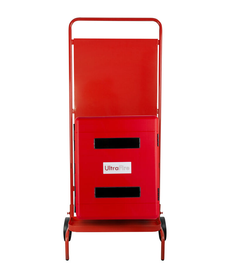 DISPLAY CABINET FOR FIRE ACCESSORIES IN RED