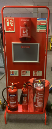 DISPLAY TROLLEY FOR FIRE STATION IN RED